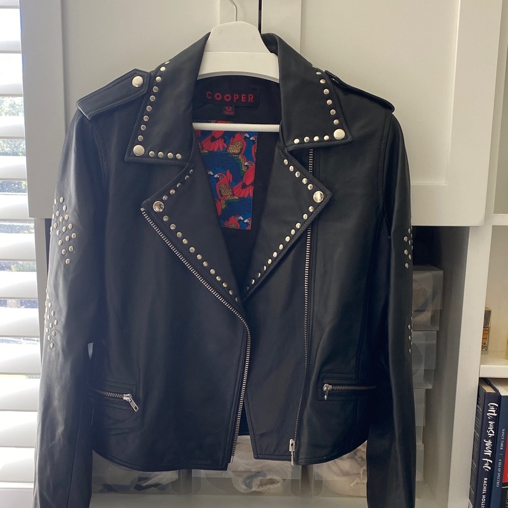 Black Studded Leather Moto Jacket